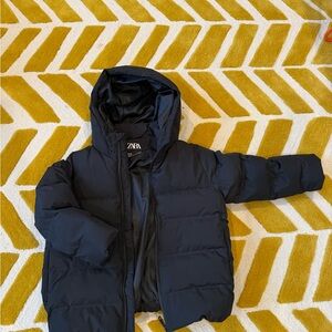 Zara Boys Black Warm Jacket with Hood